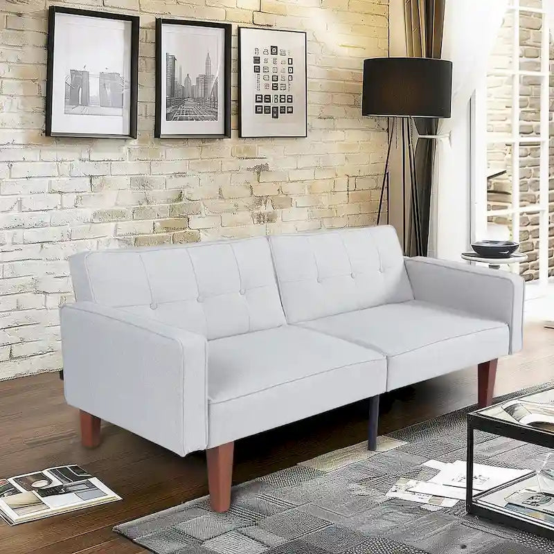 Divano Letto Convertibile Morbido da 172,72 cm con Schienale Regolabile e Gambe in Legno Massello