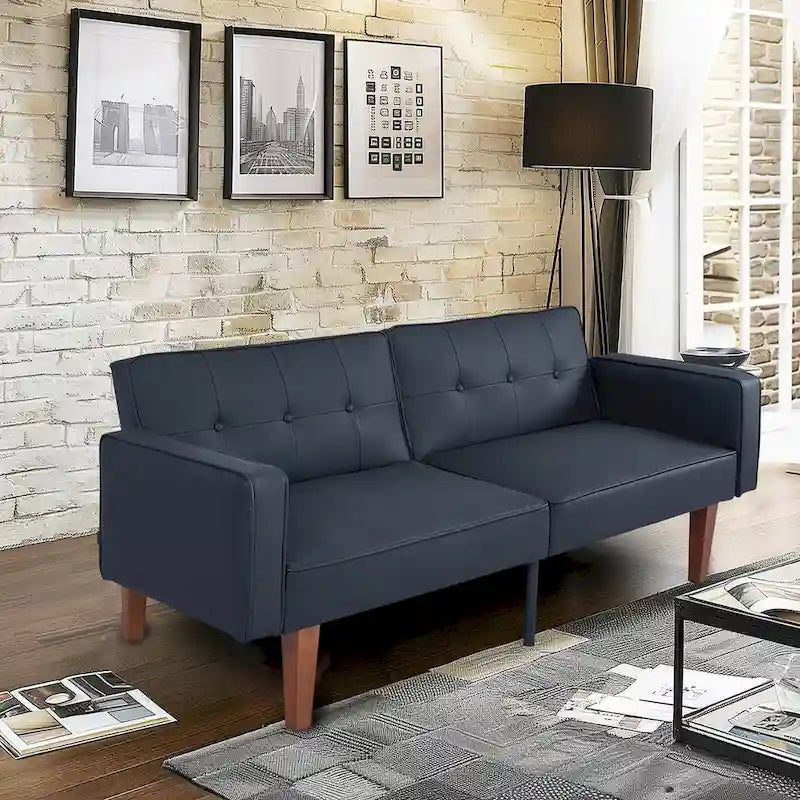 Divano Letto Convertibile Morbido da 172,72 cm con Schienale Regolabile e Gambe in Legno Massello