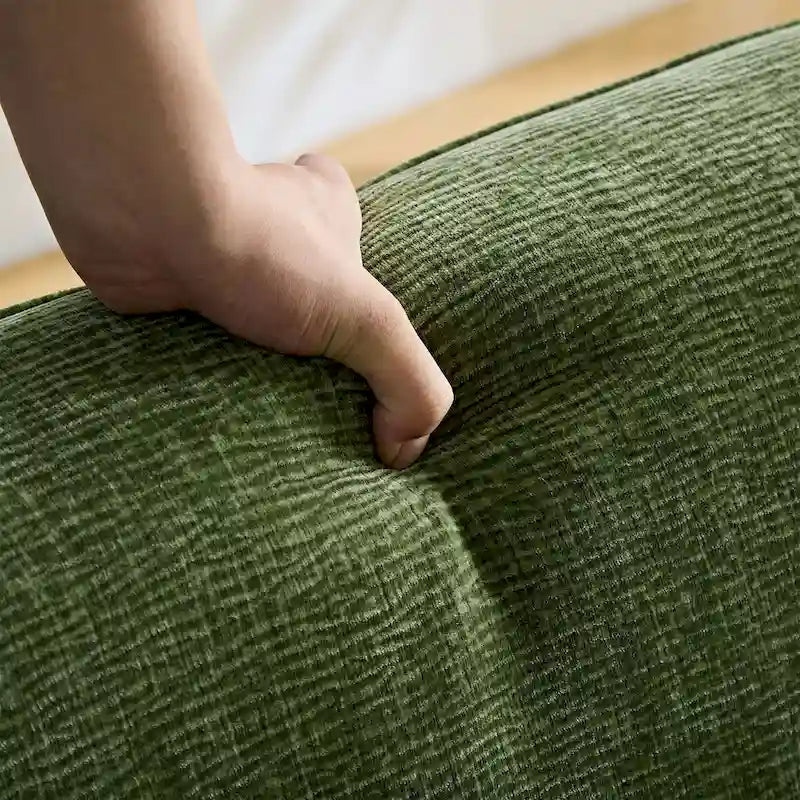 Divano moderno a forma curva, imbottito in tessuto a 4 posti