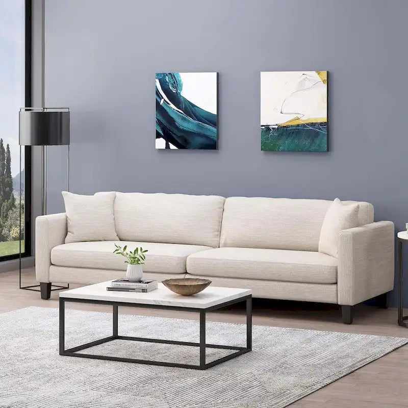 Comfy 3-Seat Sofa with Wooden Legs, Modern Style for Living Room and Study