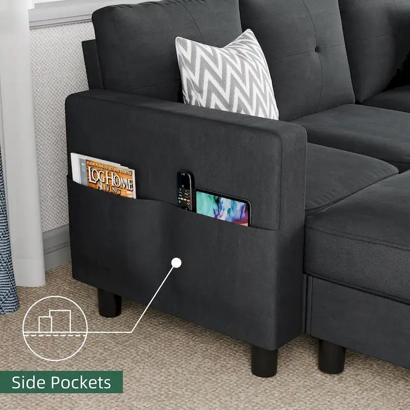 Futzca Convertible Sectional Sofa Couch, L Shaped Couch Sofa